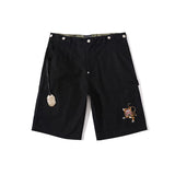 A Ape Print Shorts Shark Head Embroidery Tiger Head Tooling Shorts Men's Casual Pants