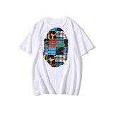 A Ape Print T Shirt Colored Mosaic Logo Printed T-shirt Short Sleeve Summer