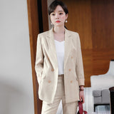 Women Pants Suit Uniform Designs Formal Style Office Lady Bussiness Attire Autumn Long Sleeve Fashion Long Sleeve Suit Casual Work Clothes