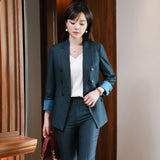 Women Pants Suit Uniform Designs Formal Style Office Lady Bussiness Attire Fall Fashion Small Suit Two Piece Set