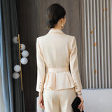 Women Pants Suit Uniform Designs Formal Style Office Lady Bussiness Attire Fashion  Double Breasted Lace Up Two-Piece Suit
