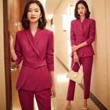 Women Pants Suit Uniform Designs Formal Style Office Lady Bussiness Attire Fall Winter Fashion Tailored Suit Formal Clothes Workwear