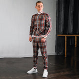 Men′s Athletic Tracksuit Sweat Suits for Men Outfits Men's Clothing Fall Winter Flower Print Plaid Men's Suit