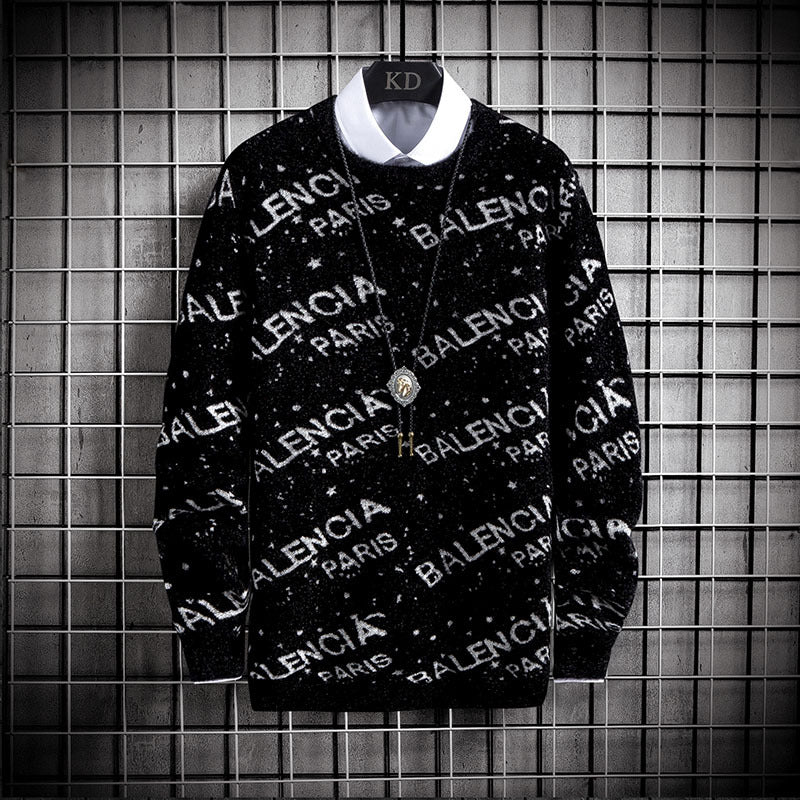 Men's Fashion Autumn and Winter Sweater Handsome Loose Top Crew Neck Casual Male Sweater Men Sweaters