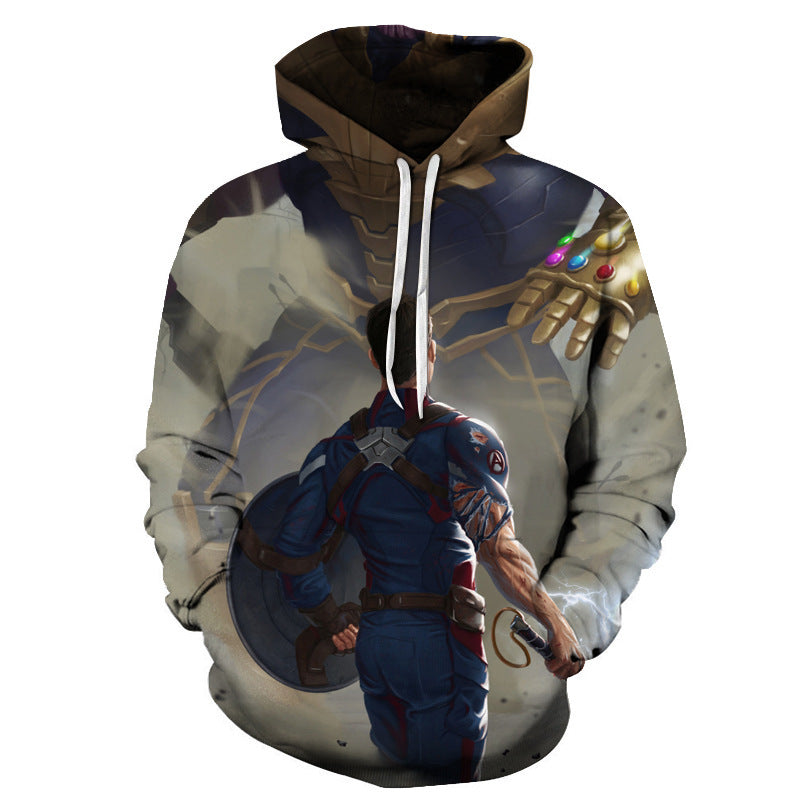 Captain America Hoodie 3D Printed Sweater Men's Loose plus Size