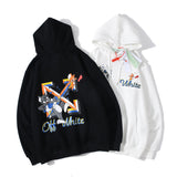 Autumn And Winter Off Cat And Mouse Printed Long Sleeve Hooded Fleece Lined Sweater
