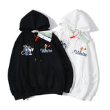 Autumn And Winter Off Cat And Mouse Printed Long Sleeve Hooded Fleece Lined Sweater