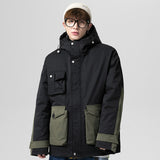 Men's Clothing Winter Coat plus Size Loose Retro Coat Colorblock Hood down Jacket Male Men down Coat