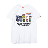 Anime Tshirts Aesthetic Men's Shirt Cartoon Cartoon Characters Printed Cotton round Neck Pullover plus Size Loose Short Sleeve T-shirt