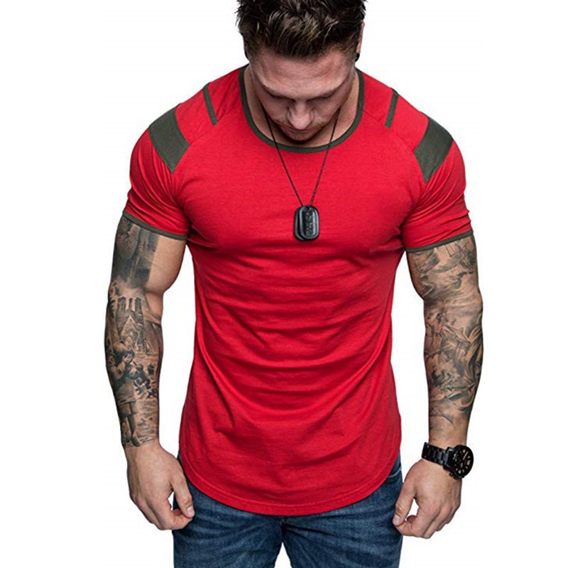 Slim Fit Muscle Gym Men T Shirt Men Rugged Style Workout Tee Tops Summer Men's Short Sleeve Crew Neck Casual T-shirt Tee Top