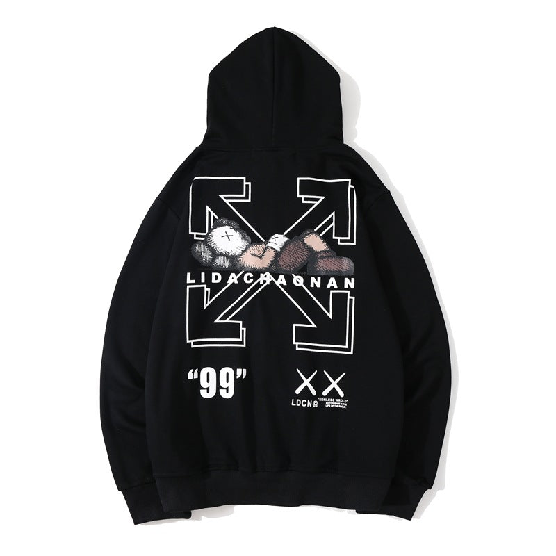 Autumn And Winter Printed Arrow Hooded Sweater Men And Women Loose