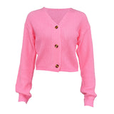 Women's Sexy Fashion Solid Color Knitted Cardigan V-neck Sweater Coat