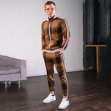 Men′s Athletic Tracksuit Sweat Suits for Men Outfits Men's Clothing Fall Winter Flower Print Plaid Men's Suit