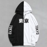 Split Hoodie Demons and Angels Printed Hoodie Color Matching Two-Tone