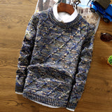 Men's Winter Cotton Knitwear Men's Diamond Woven round Neck Sweater Men's Slim Sweater Large Size Loose Men Sweaters