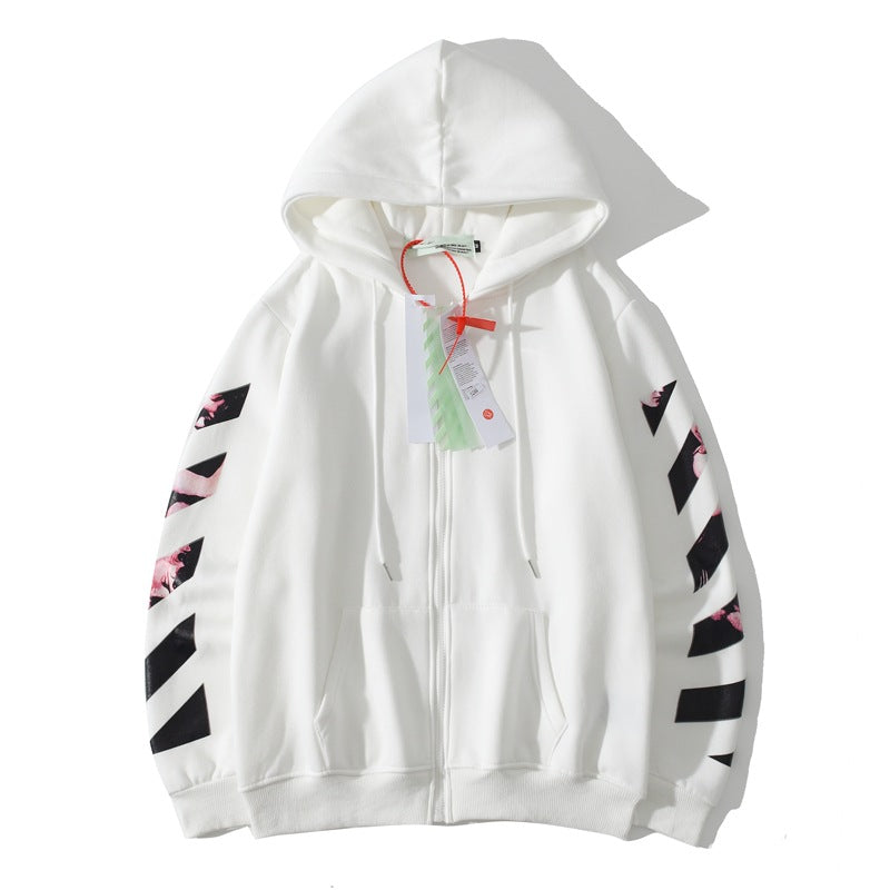 Autumn And Winter Arrow Trend Velvet Padded Loose Cardigan Zipper Coat