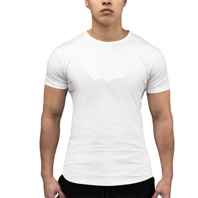 Slim Fit Muscle Gym Men T Shirt Men Rugged Style Workout Tee Tops Spring/Summer Men Sport Running Training round Neck Fitness Men's Short Sleeve T-shirt