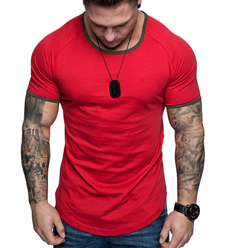 Slim Fit Muscle Gym Men T Shirt Men Rugged Style Workout Tee Tops Casual Fashion Spring Crew Neck Cotton Sports Men's Sparkling Style T-shirt Short Sleeve