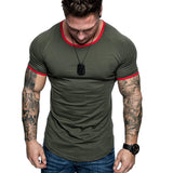 Slim Fit Muscle Gym Men T Shirt Men Rugged Style Workout Tee Tops Casual Fashion Spring Crew Neck Cotton Sports Men's Sparkling Style T-shirt Short Sleeve