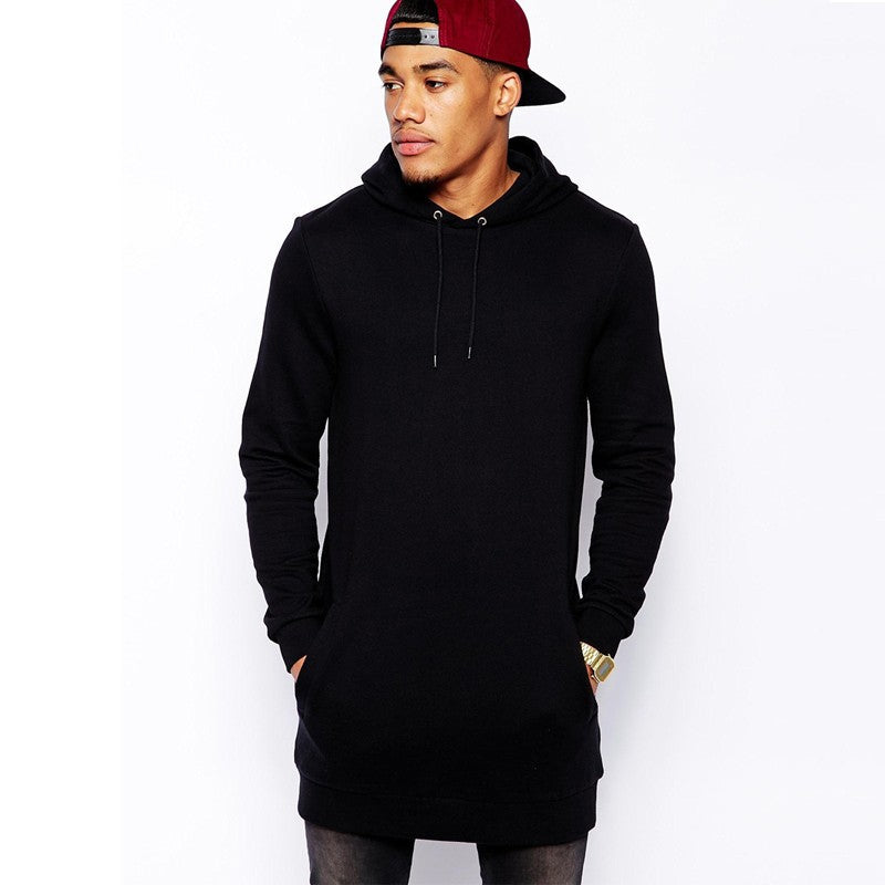 Men's Solid Sports Hooded Pullovers Jogger Fitness Exercise Comfort Sleeve Lengthened Fleece Sweater Side Zip Men's Athletic Clothing Sports Hoodie Men's
