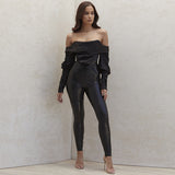 Sexy Nightclub High Waist Tight Sheath Leather Pants Bottoming Trousers