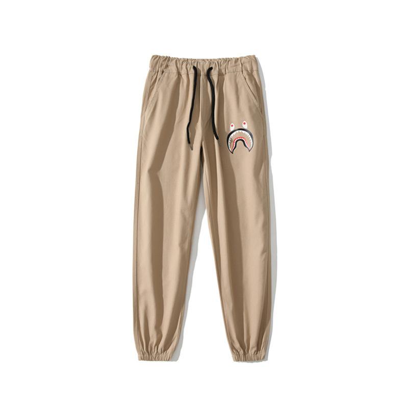 A Ape Print Pant Trendy Brand Men's Shark Head Waist-Tied Ankle-Tied Woven Fabric Trousers