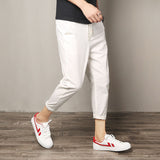 Linen Pants Straight Leg Pants Drawstring Lightweight Elastic Beach Pants Men's Summer Casual Linen Pants Loose