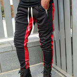 Mens Sweatpants Sports Trousers Stitching Bar Zipper Pants Men's Pants plus Size Retro Sports