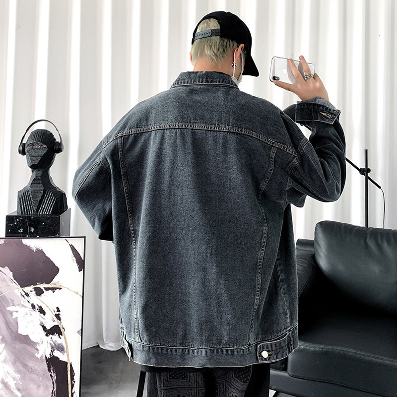 Men's Denim Jacket Men's Loose Casual plus Size Casual Top Vintage Men Denim Jacket