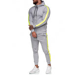Men′s Athletic Tracksuit Sweat Suits for Men Outfits Men's Zip-up Shirt Hooded Patchwork Sweater Leisure Sports Suit plus Size Loose Casual Fashion