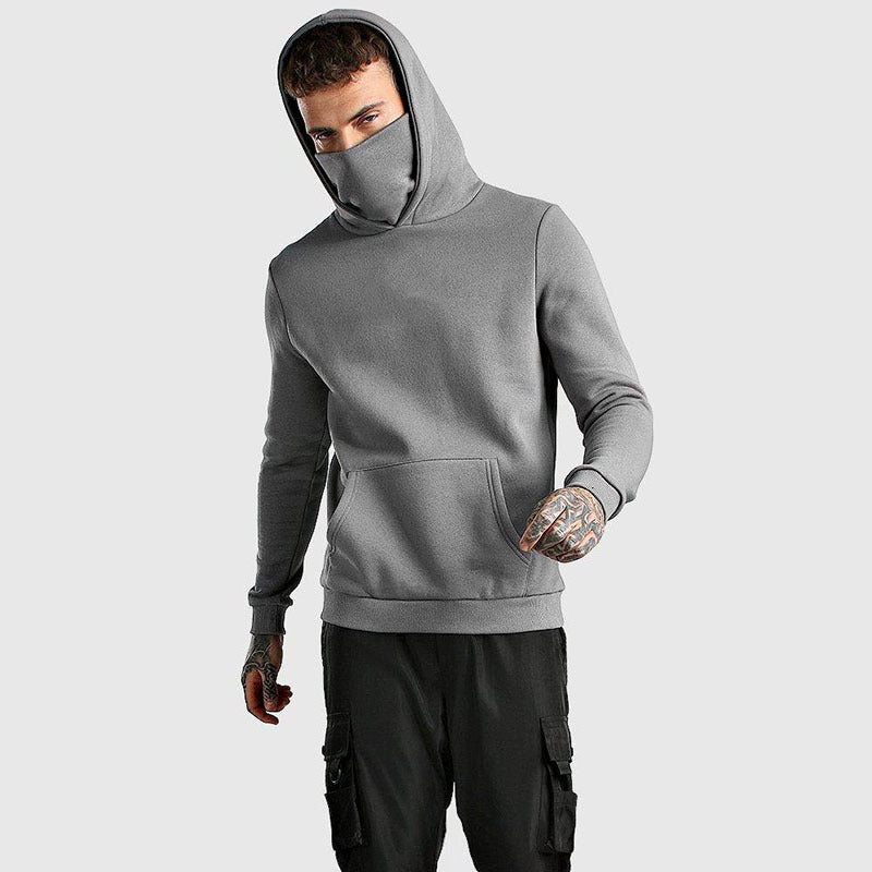 Men's Sports Hoodie Men Sweatshirts Fitness Male's Hoodies Autumn and Winter plus Size Loose Masked Turtleneck Men's Personal Leisure Hooded Sweater