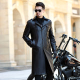 Men's Fur Coat Long Trench Coat Leather Suit Collar Leather Coat Men Pu Jacket
