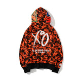 A Ape Print Hoodie Camouflage Red Cardigan Zipper Hooded Sweater