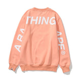 A Ape Print Sweatshirts Printed Letter Fleece-Lined Crew Neck Sweater Men's and Women's Jacket