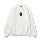 A Ape Print Sweatshirts Printed Letter Fleece-Lined Crew Neck Sweater Men's and Women's Jacket