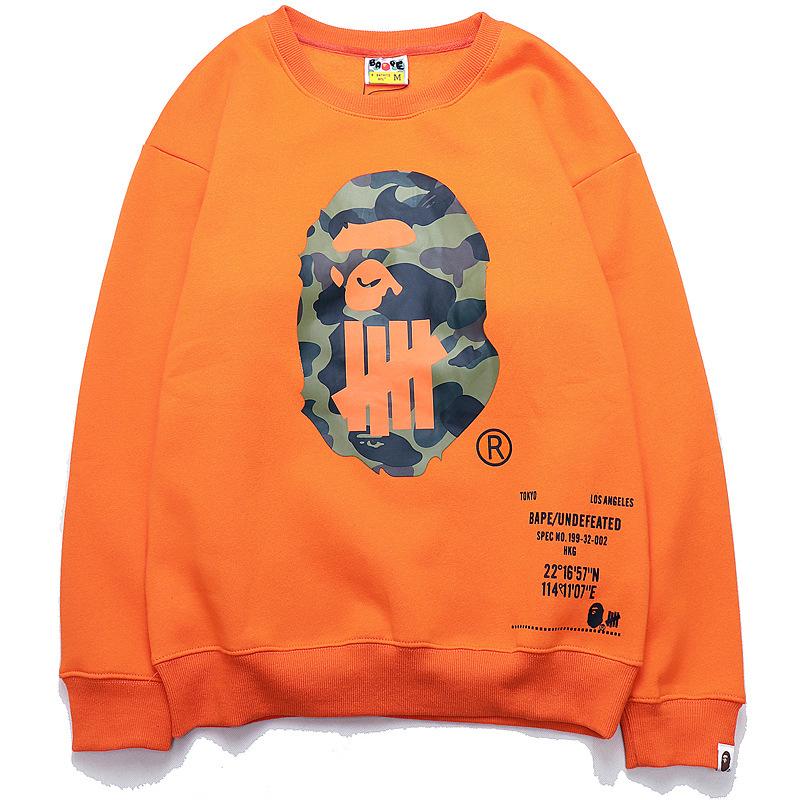 A Ape Print Sweatshirts Autumn and Winter Camouflage Monkey Head Printed Loose round Neck Fleece-Lined Sweater Men and Women