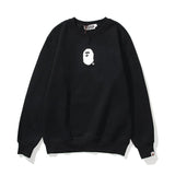 A Ape Print Sweatshirts Printed Letter Fleece-Lined Crew Neck Sweater Men's and Women's Jacket