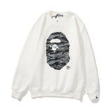 A Ape Print Sweatshirts Printed Men's and Women's Casual Fleece-Lined Crew Neck Sweater