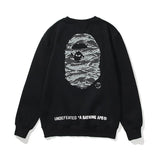 A Ape Print Sweatshirts Printed Men's and Women's Casual Fleece-Lined Crew Neck Sweater