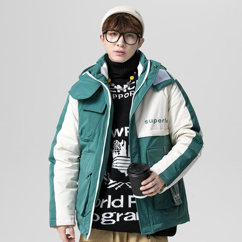 Men Winter plus Size Loose Retro Jacket down Jacket Men down Coat