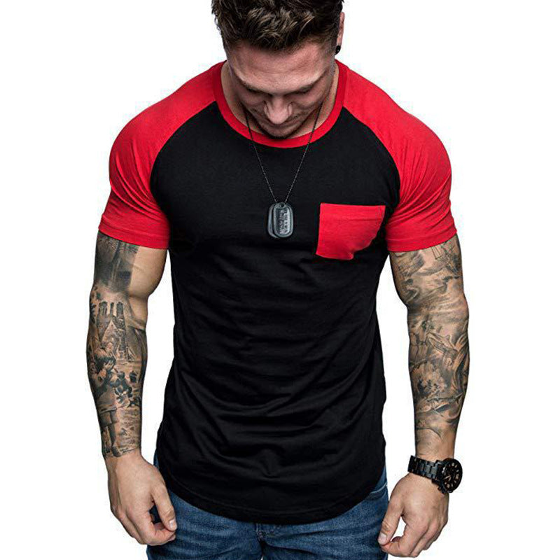 Slim Fit Muscle Gym Men T Shirt Men Rugged Style Workout Tee Tops Men's Fashion Sports Short Sleeve T-shirt Summer Cool Pocket
