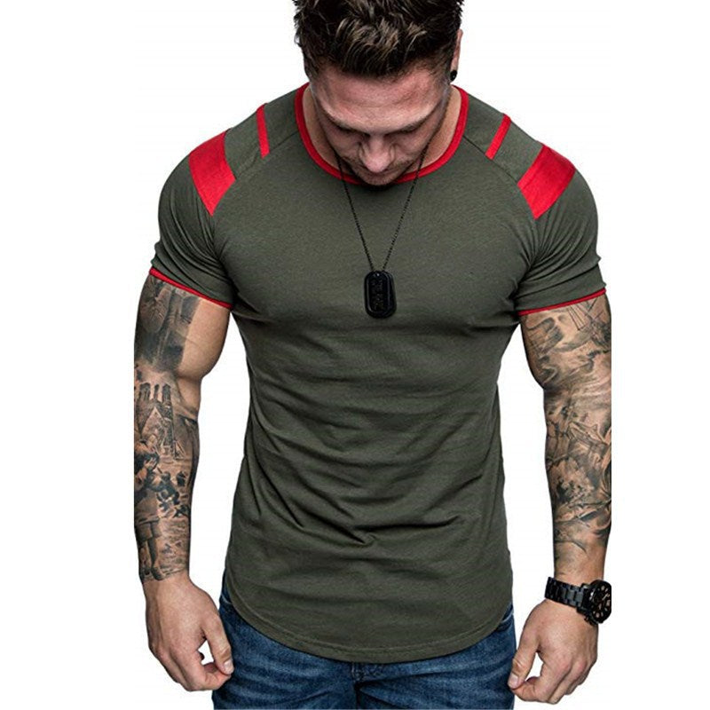 Slim Fit Muscle Gym Men T Shirt Men Rugged Style Workout Tee Tops Summer Men's Short Sleeve Crew Neck Casual T-shirt Tee Top