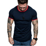 Slim Fit Muscle Gym Men T Shirt Men Rugged Style Workout Tee Tops Casual Fashion Spring Crew Neck Cotton Sports Men's Sparkling Style T-shirt Short Sleeve