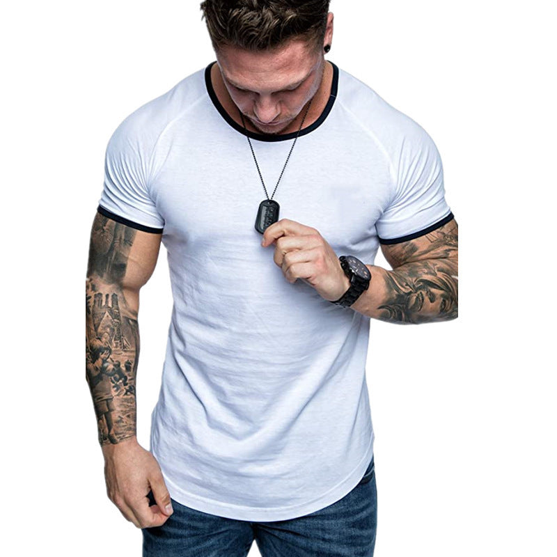 Slim Fit Muscle Gym Men T Shirt Men Rugged Style Workout Tee Tops Casual Fashion Spring Crew Neck Cotton Sports Men's Sparkling Style T-shirt Short Sleeve