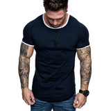 Slim Fit Muscle Gym Men T Shirt Men Rugged Style Workout Tee Tops Casual Fashion Spring Crew Neck Cotton Sports Men's Sparkling Style T-shirt Short Sleeve