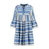 Red Peasant Dress Manga Loose V-neck Printed Dress Travel Vacation Geometric Striped Casual Beach Dress for Women