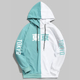 Split Hoodie Demons and Angels Printed Hoodie Color Matching Two-Tone