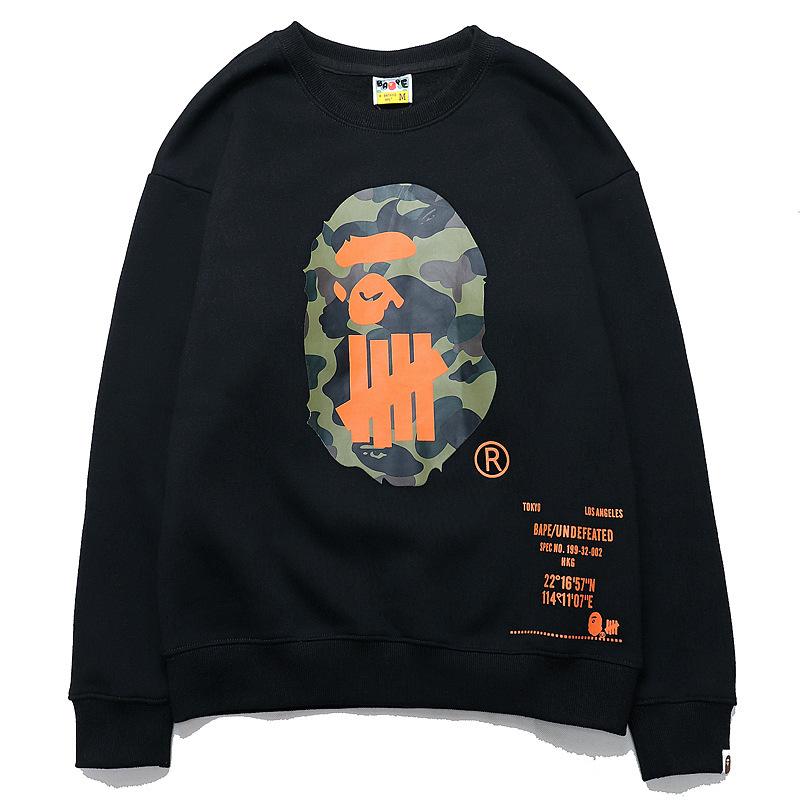 A Ape Print Sweatshirts Autumn and Winter Camouflage Monkey Head Printed Loose round Neck Fleece-Lined Sweater Men and Women