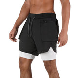 Jogging Shorts for Men Summer Workout Men's Sports Pants Quick-Drying Multi-Pocket Double-Layer Men's Shorts Outdoor Running Workout Men's Clothing