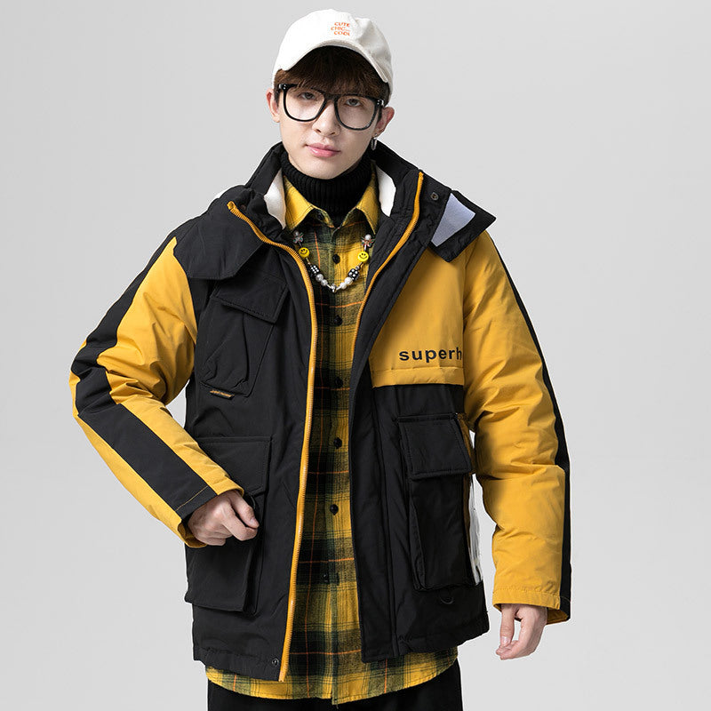 Men Winter plus Size Loose Retro Jacket down Jacket Men down Coat